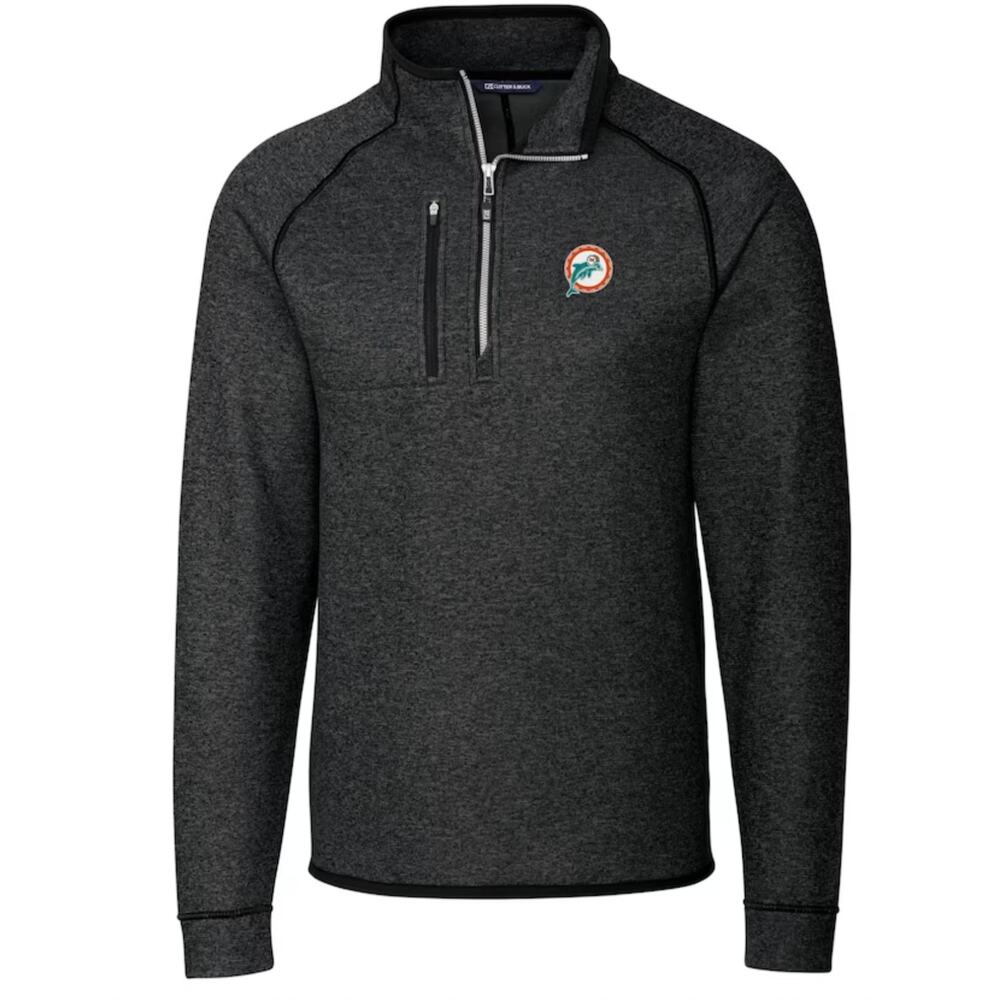 New Miami Dolphins Men's Cutter & Buck Mainsail Sweater Half-Zip Pullover Jacket